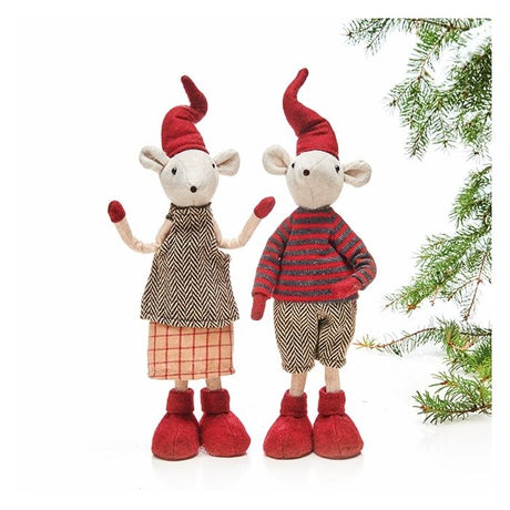 Stående julemus i juletøj fra Pobra.