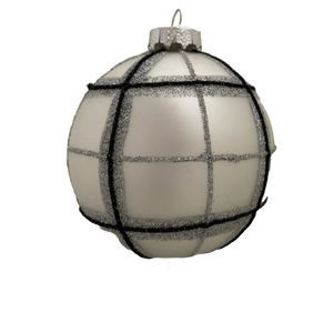 Christmas bauble black & matt silver 8 cm in dia