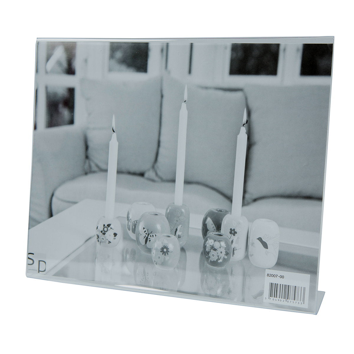 Silver-colored metal photo frame from Speedtsberg with clear acrylic front and tabletop stand, for 20 x 25 cm photos