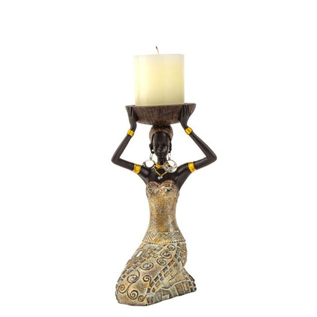 Afrikansk dame siddende med skål på hovedet