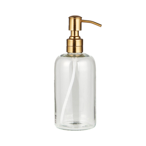 Sæbedispenser glas og messingfarvet pumpe fra Ib Laursen 