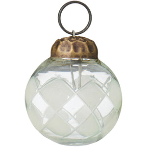 8 mini clear glass Christmas baubles with etched harlequin pattern from Ib Laursen