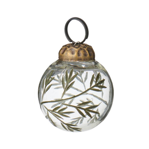 Mini Christmas bauble from Ib Laursen with engraved green branch pattern