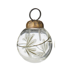 Mini Christmas ornament from Ib Laursen with engraved white and green branch pattern