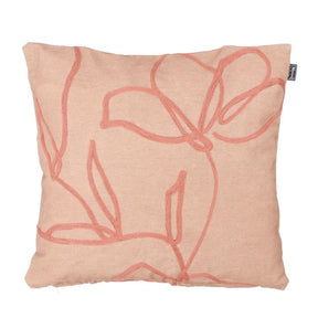 Satina pude med mønster støvet rosa 50 cm x 50 cm