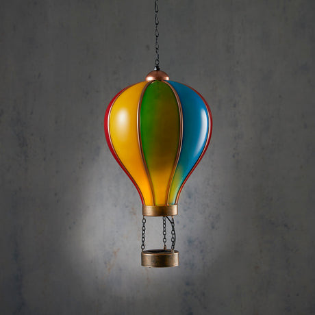 Luftballon med led-lys og solceller til havedekoration