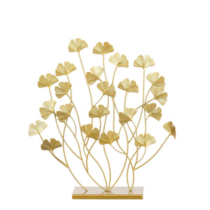 Skulptur med ginkgoblade i guldfarvet metal
