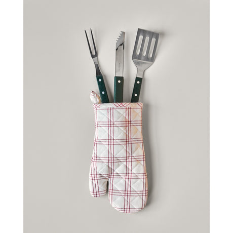 Grillredskaber i mørkegrønt akacietræ fra Nicolas Vahé i en grillhandske