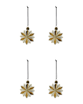 Stella star Christmas baubles, gold and white, 4-pack from House Doctor