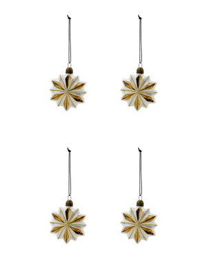 Stella star Christmas baubles, gold and white, 4-pack from House Doctor