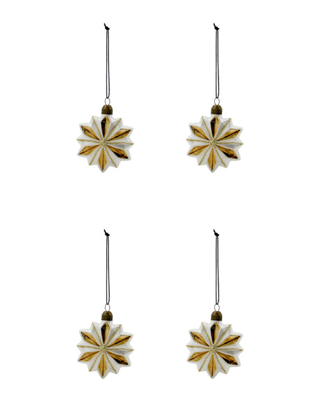 Stella star Christmas baubles, gold and white, 4-pack from House Doctor