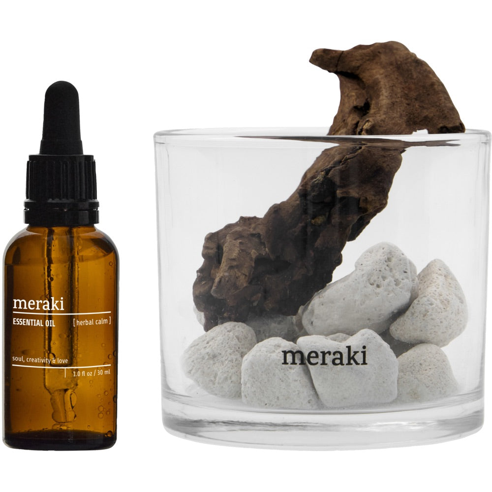 Duftdiffuser med lavasten og træ Herbal calm fra Meraki
