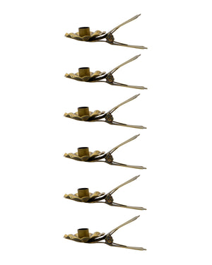 Halla clip candle holders with brass finish, pack of 6 from House Doctor