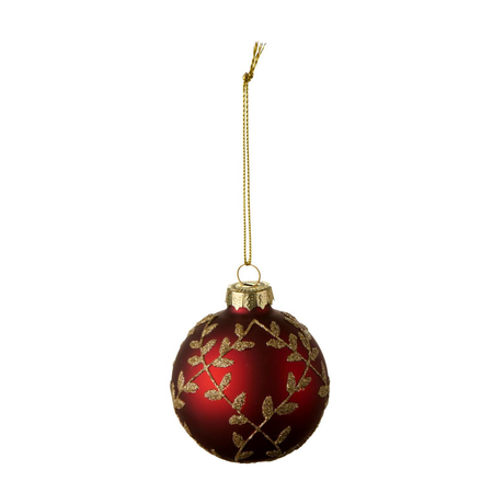 Matte red Christmas baubles with gold motif