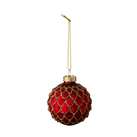 Matte red Christmas baubles with gold motif