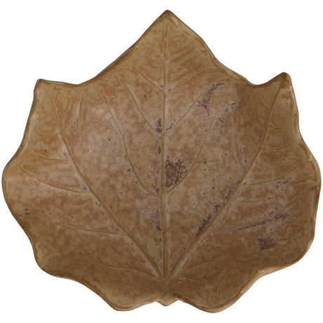 Leaf-shaped stoneware bowl with a rustic finish by Ib Laursen