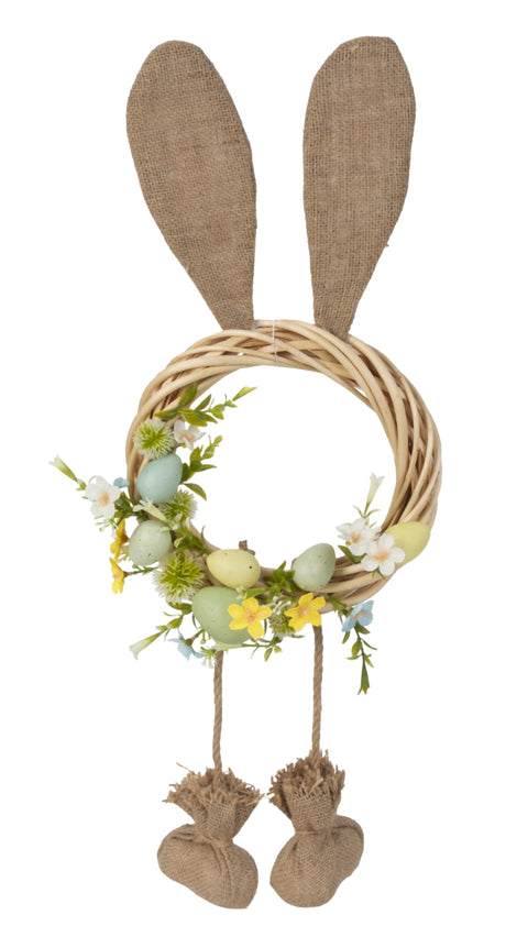 Påskekrans med påskeæg og kaninører