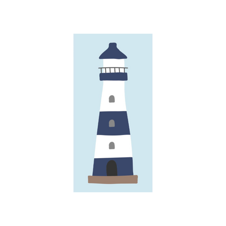 Papirserviet blå med blåt/hvidt fyrtårn fra Ib Laursen