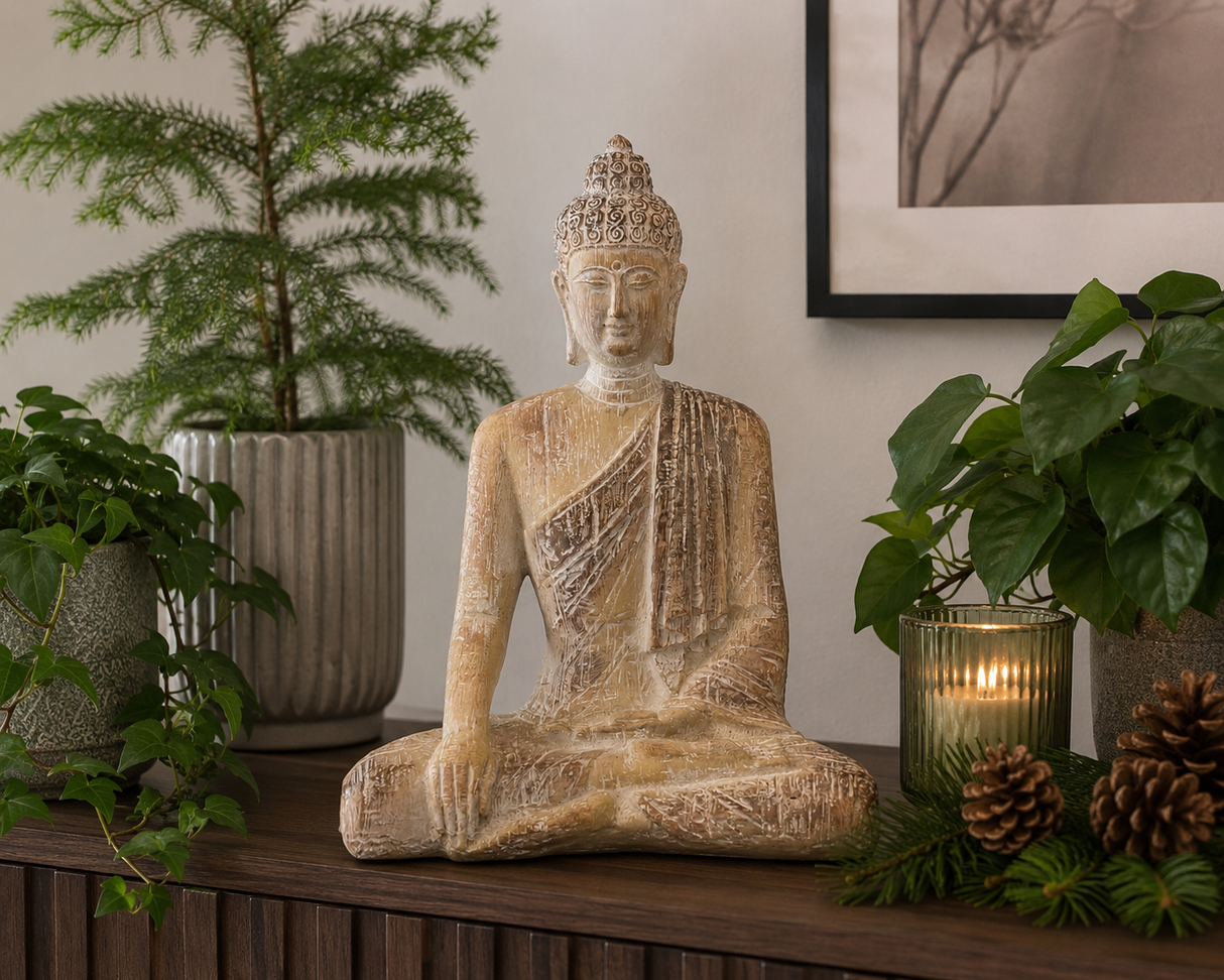 Buddha figur til have og bolig 30 cm