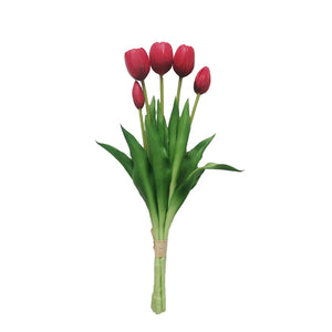 Buket med kunstige tulipaner 39 cm høje røde