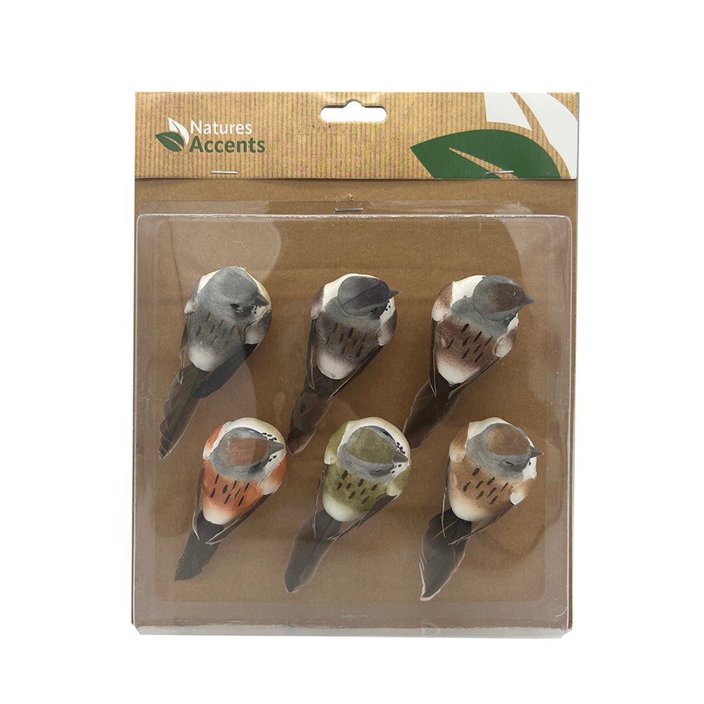 Clip-on birds for decorating branches and wreaths