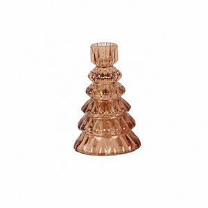 Glass candle holder fir tree
