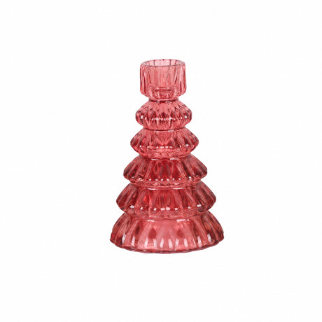 Glass candle holder fir tree