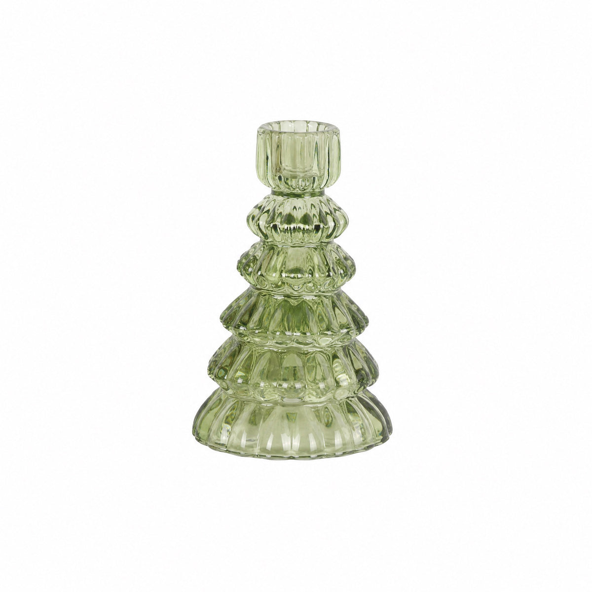 Glass candle holder fir tree
