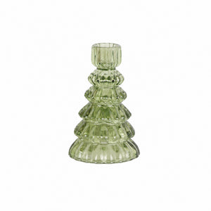 Glass candle holder fir tree