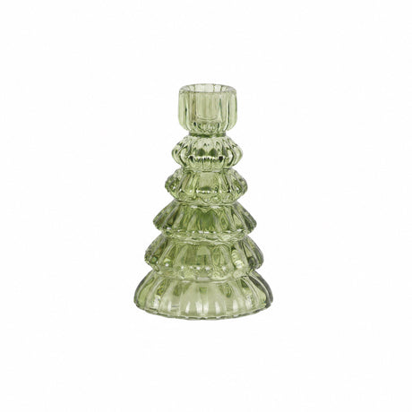 Glass candle holder fir tree