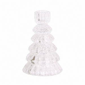 Glass candle holder fir tree
