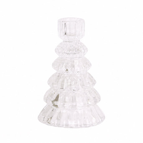 Glass candle holder fir tree