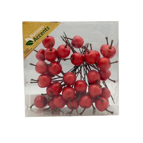 Red mini apples on wire, 2 cm diameter, for decoration