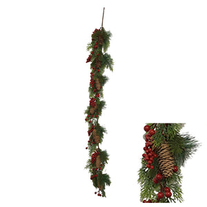 Garland with berries and pine cones, 120 cm long
