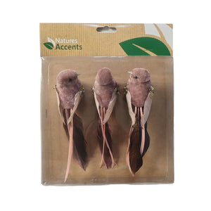 Chippie clip-on birds in pink, 3-pack for decoration