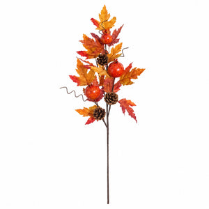 Autumn branch with pine cones and pomegranates