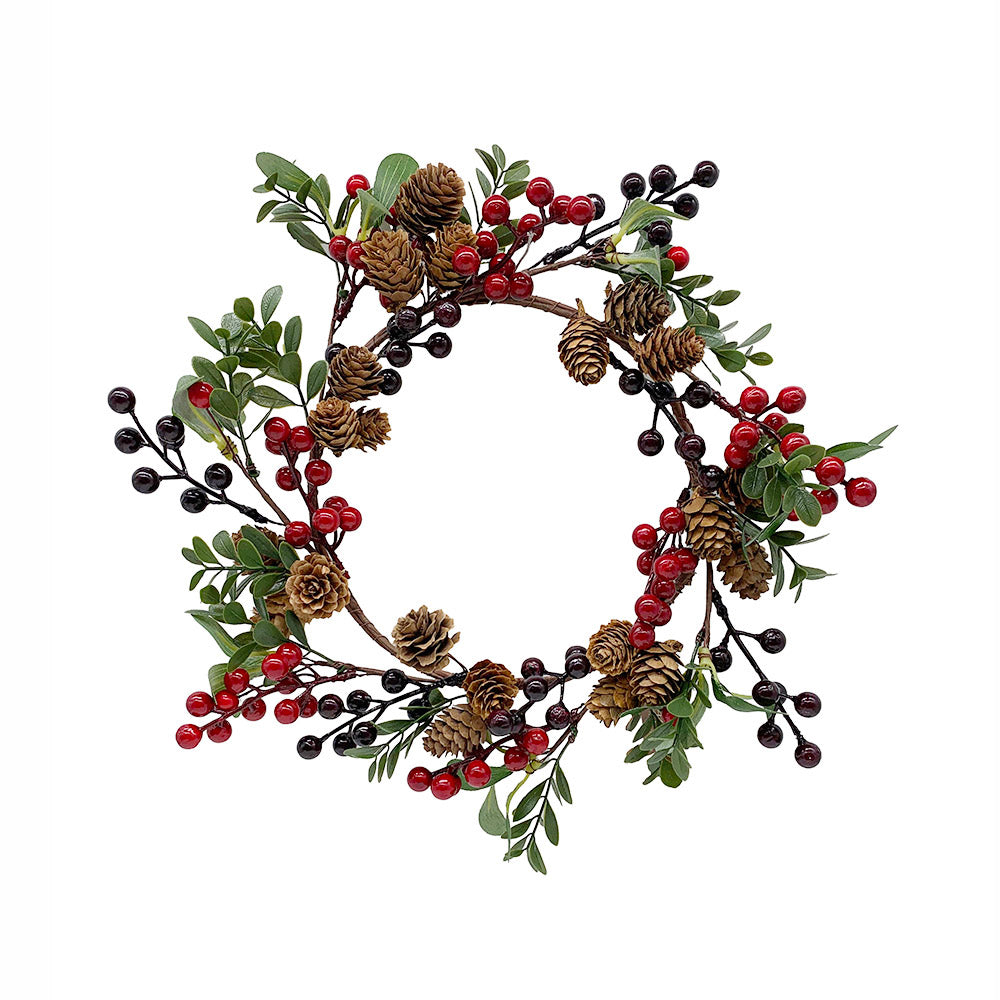 Wreath with red and black berries, 30 cm diameter