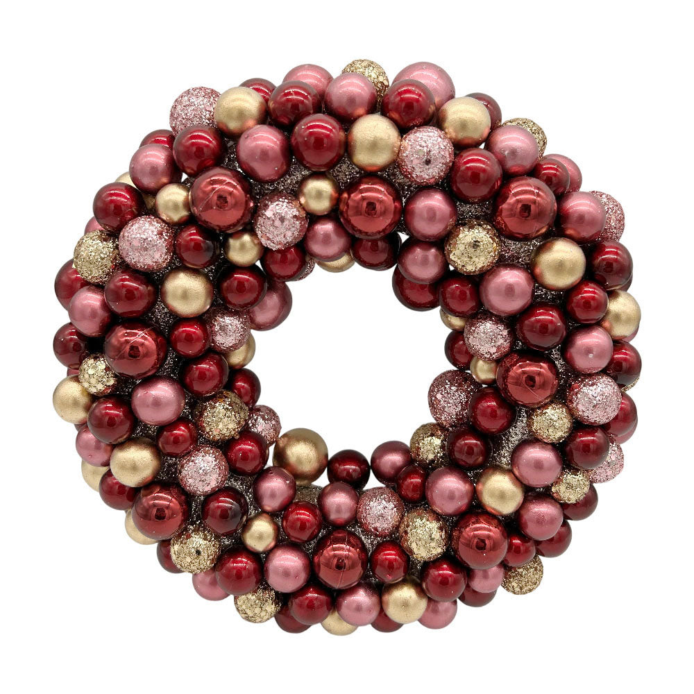 Berry wreath in red, gold and pink, 25 cm diameter, for hanging
