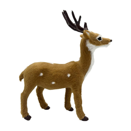 Fallow deer figurine with antlers, 17 cm tall, for decoration