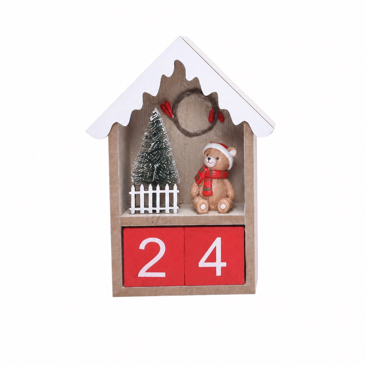 Wooden Advent calendar with countdown