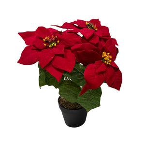 Red artificial poinsettia in a pot, 39 cm tall