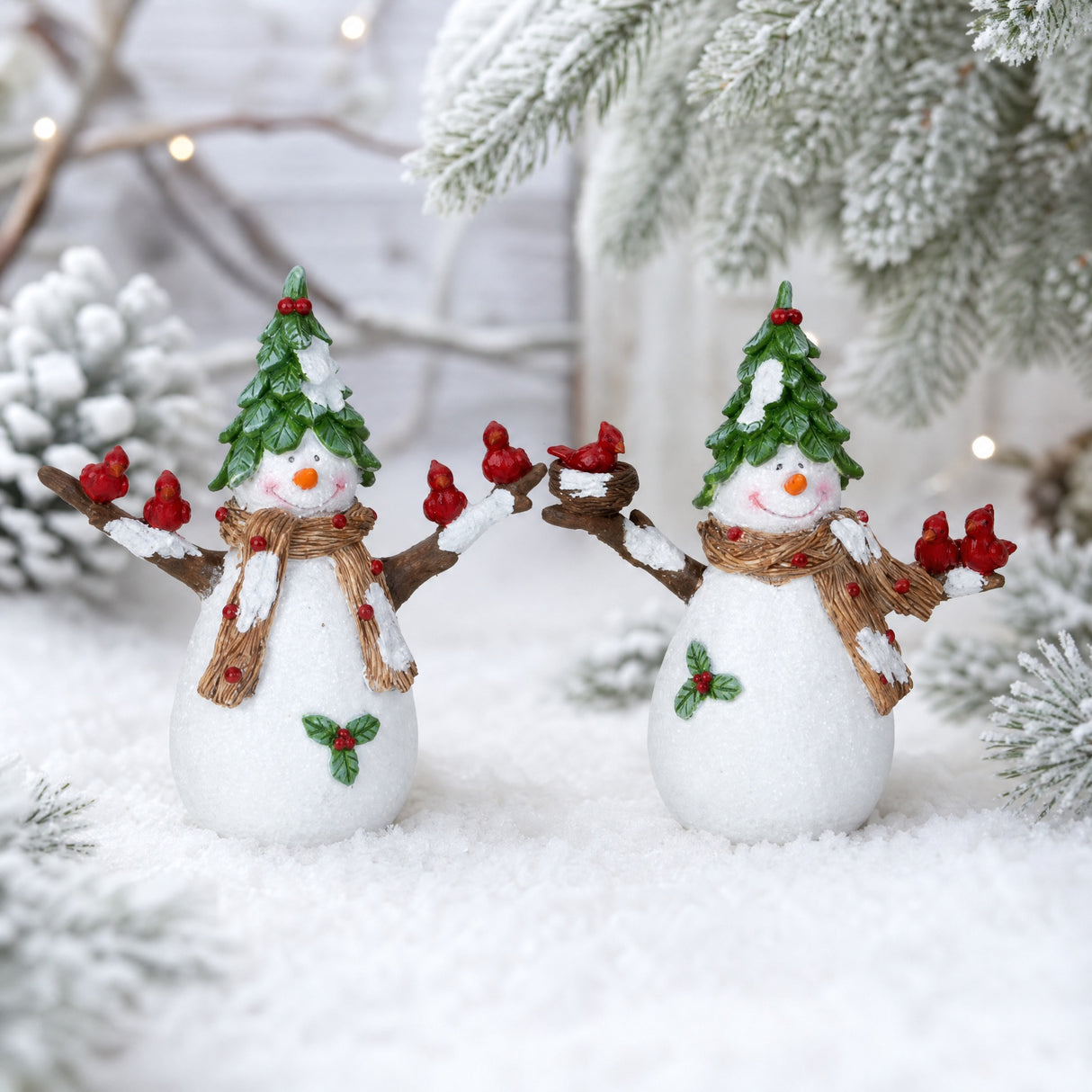 Snowman with spruce hat
