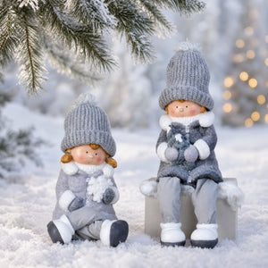 Winter children with hanging legs