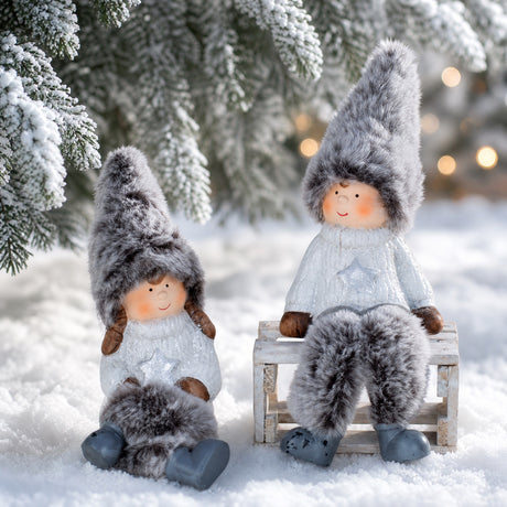 Winter children with soft hanging legs and hats