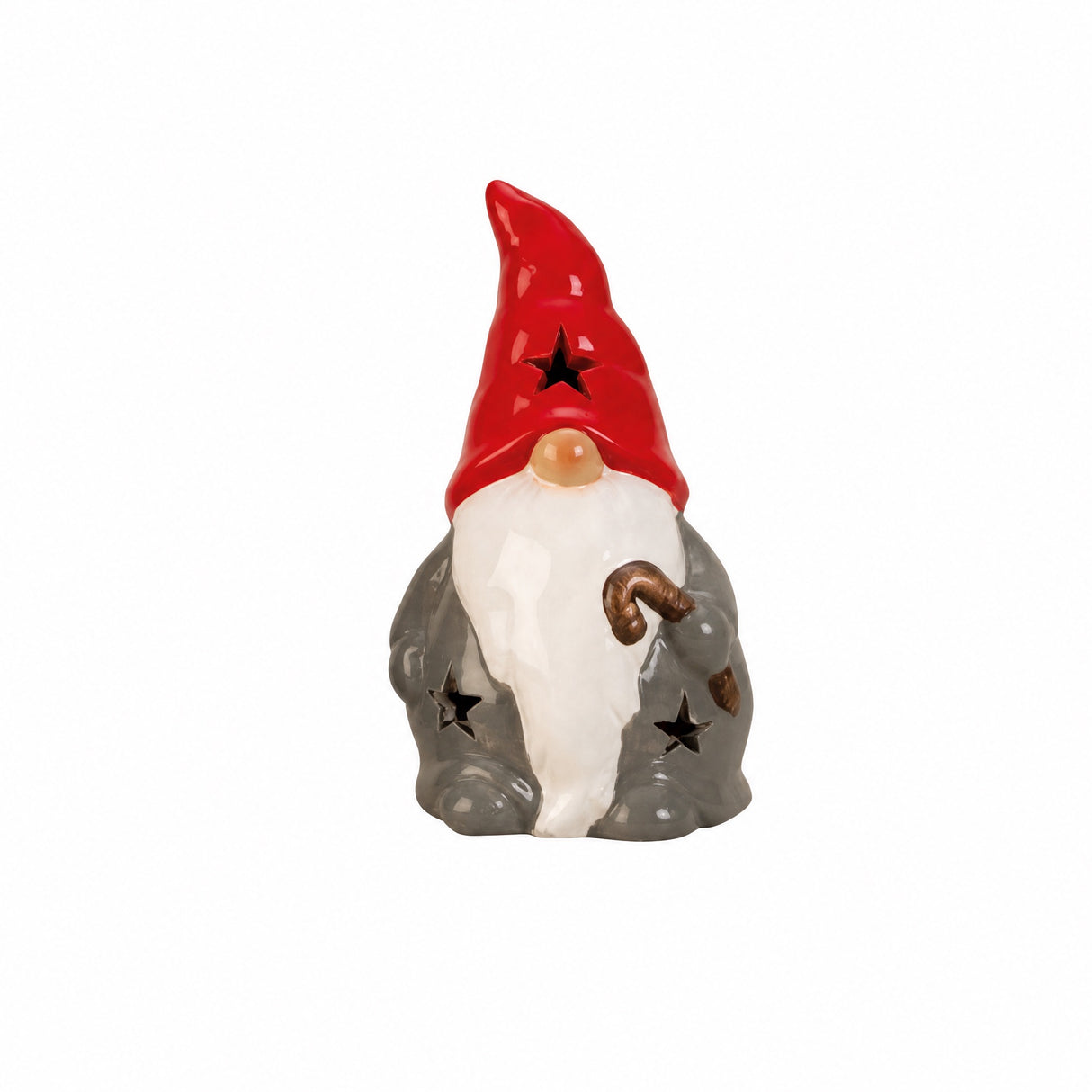 Ceramic gnome with sack or cane