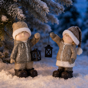 Winter children with lantern