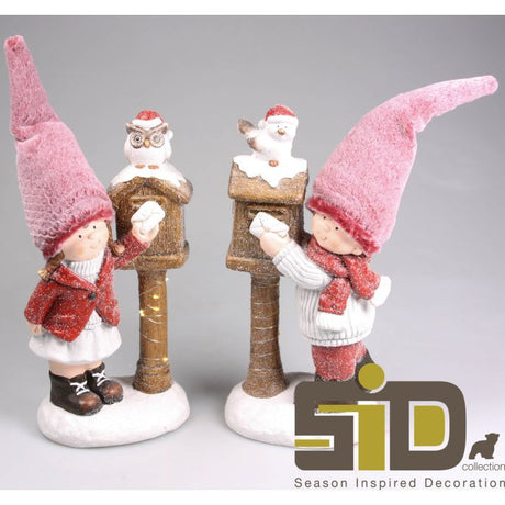 Vinterbørn med postkasser 56 cm høj