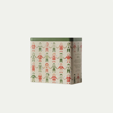 Julemærket 2026 cookie tin featuring children holding hands