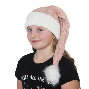 Nissehue i lyserød strik