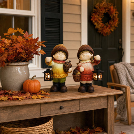 Autumn children with lanterns